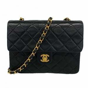 Chanel Matelassé Chain Shoulder Bag, Lambskin, Black, Women's